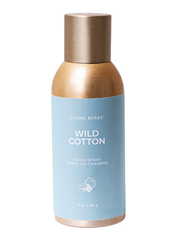 Wild Cotton Room Spray awakens any space with notes of fresh, light floral notes, followed by citrus, clean white cotton, spring lilies, white freesia, wildflowers, hint of vanilla, warm woods and soft musk.